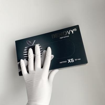Перчатки BENOVY Оригинал нитриловые Белые XS