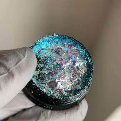 Хлопья Rainbow 1513 зеркало голубой цветной опал