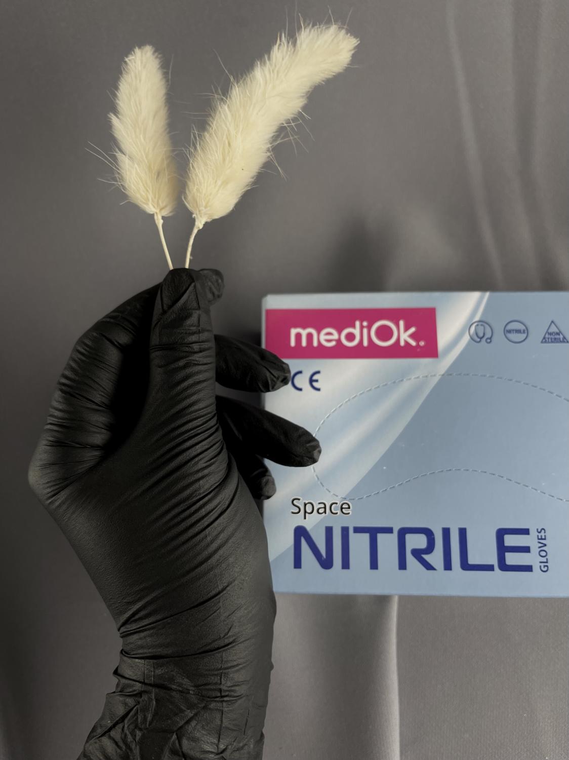 Перчатки нитриловые смотровые MediOk, черный, размер XS, 50 пар
