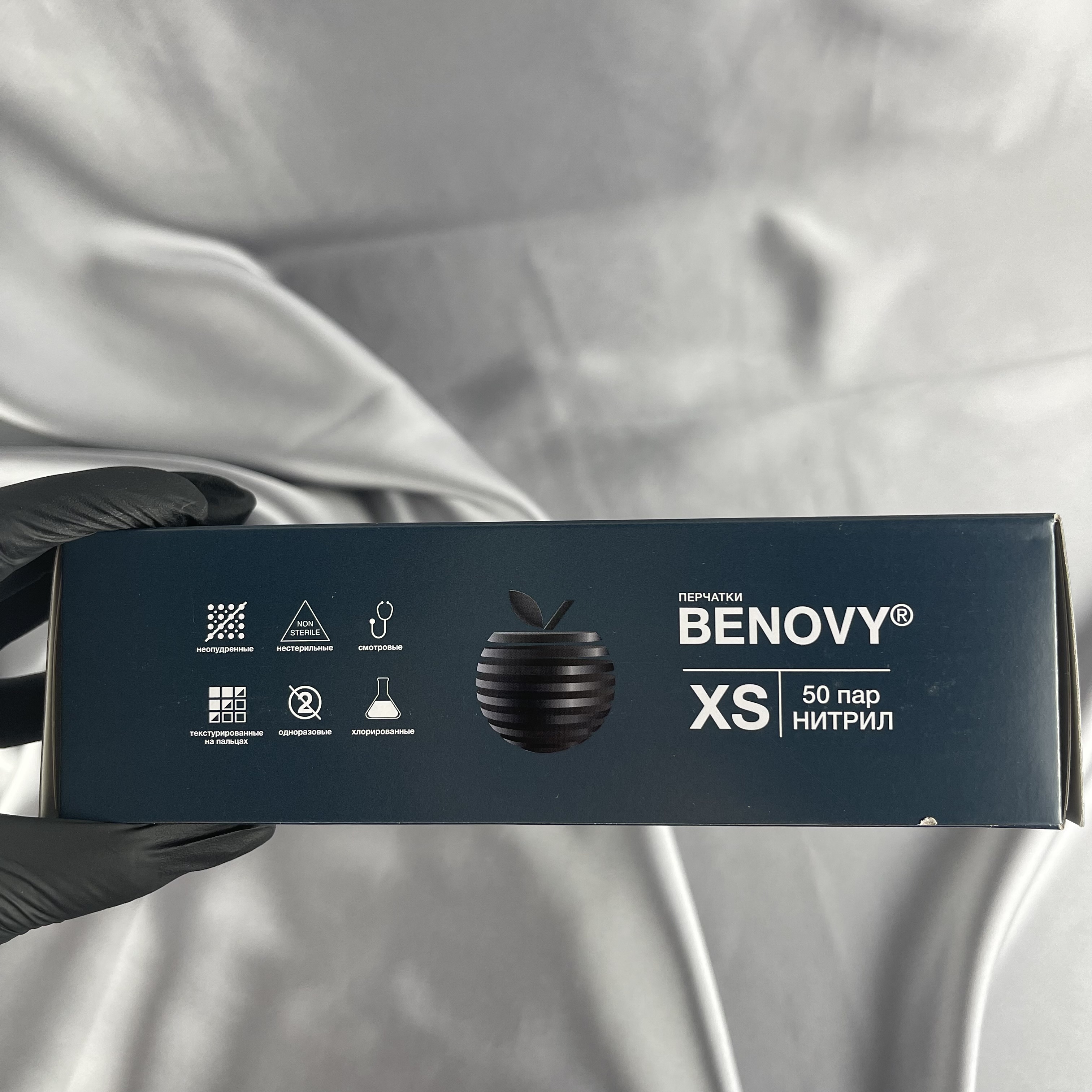 Перчатки BENOVY Оригинал нитриловые Черные XS 
