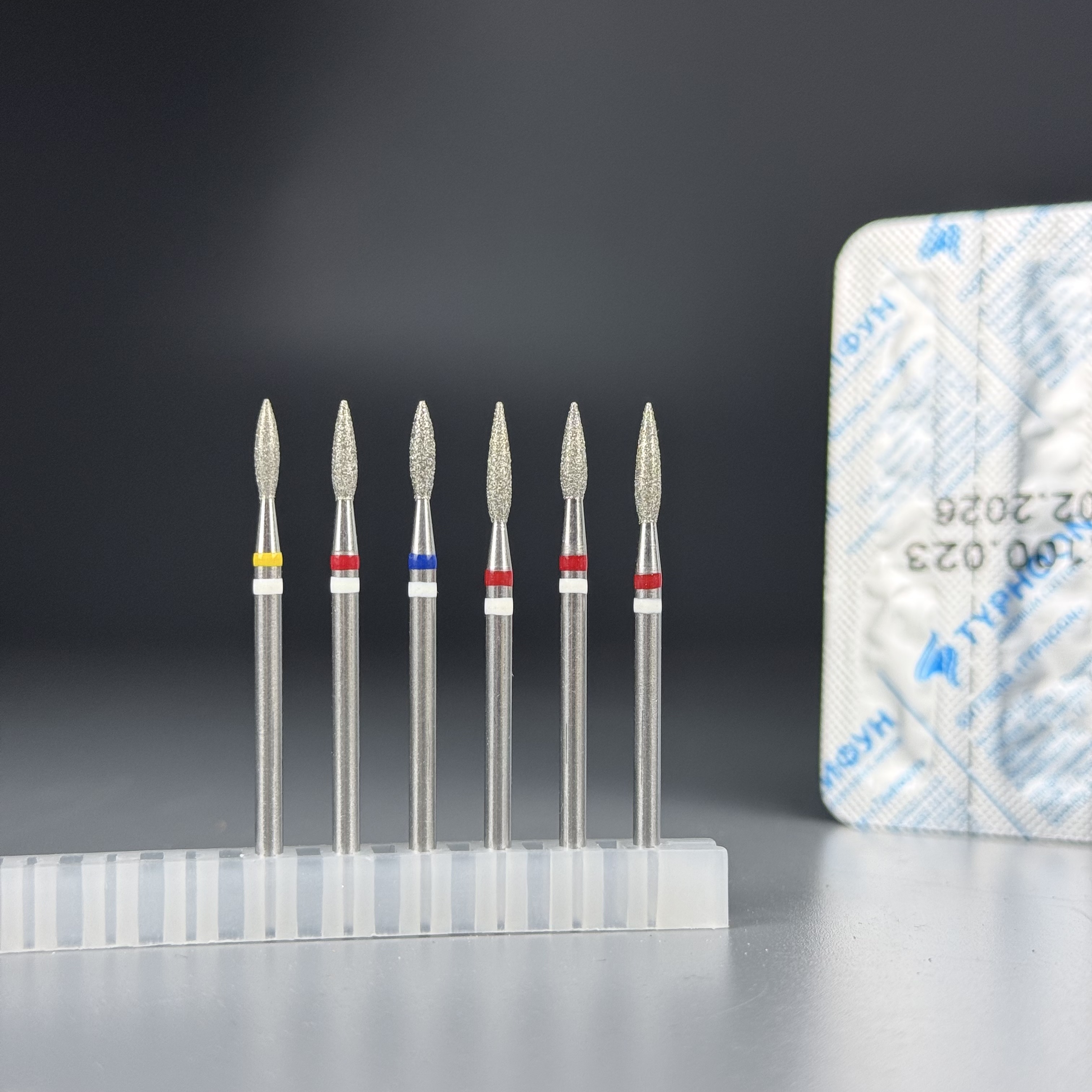 КРИСТАЛЛ Тайфун Алмазная фреза с Жемчугом (Пламя острое, каплевидное) 242.100.023М