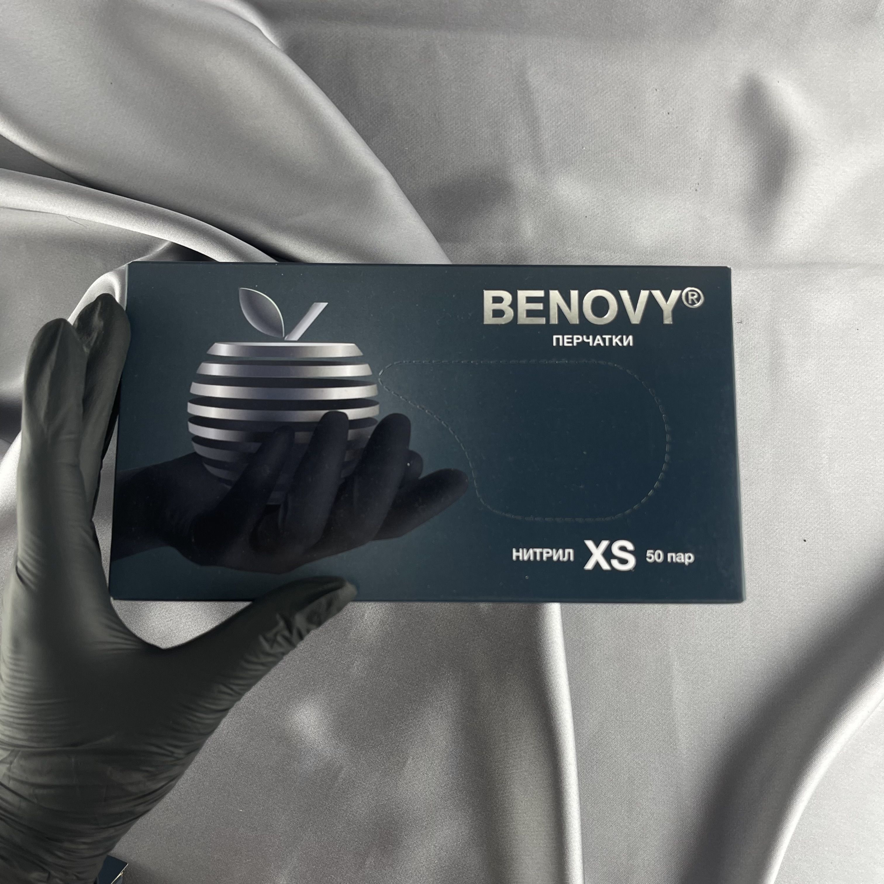 Перчатки BENOVY Оригинал нитриловые Черные XS 