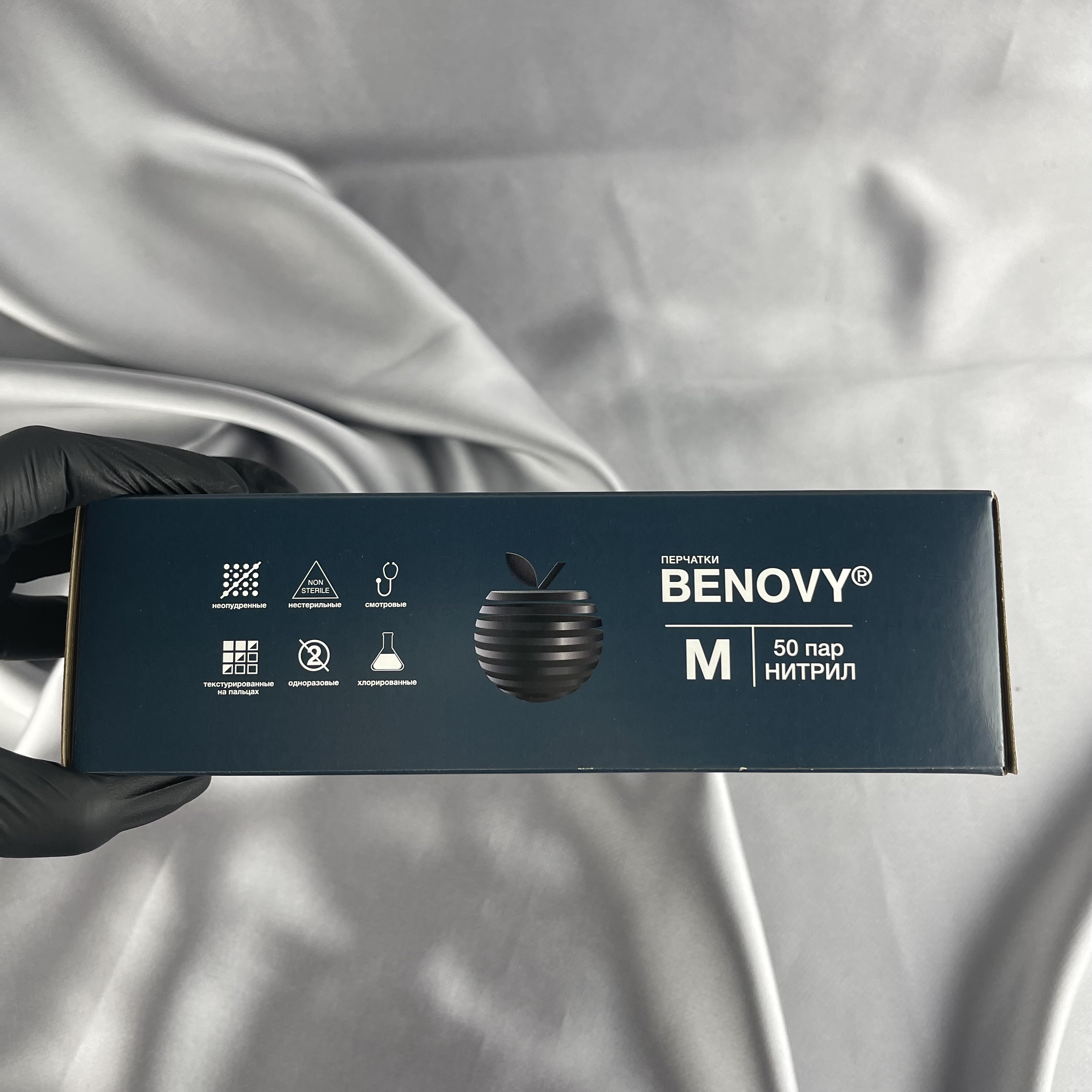 Перчатки BENOVY Оригинал нитриловые Черные M 