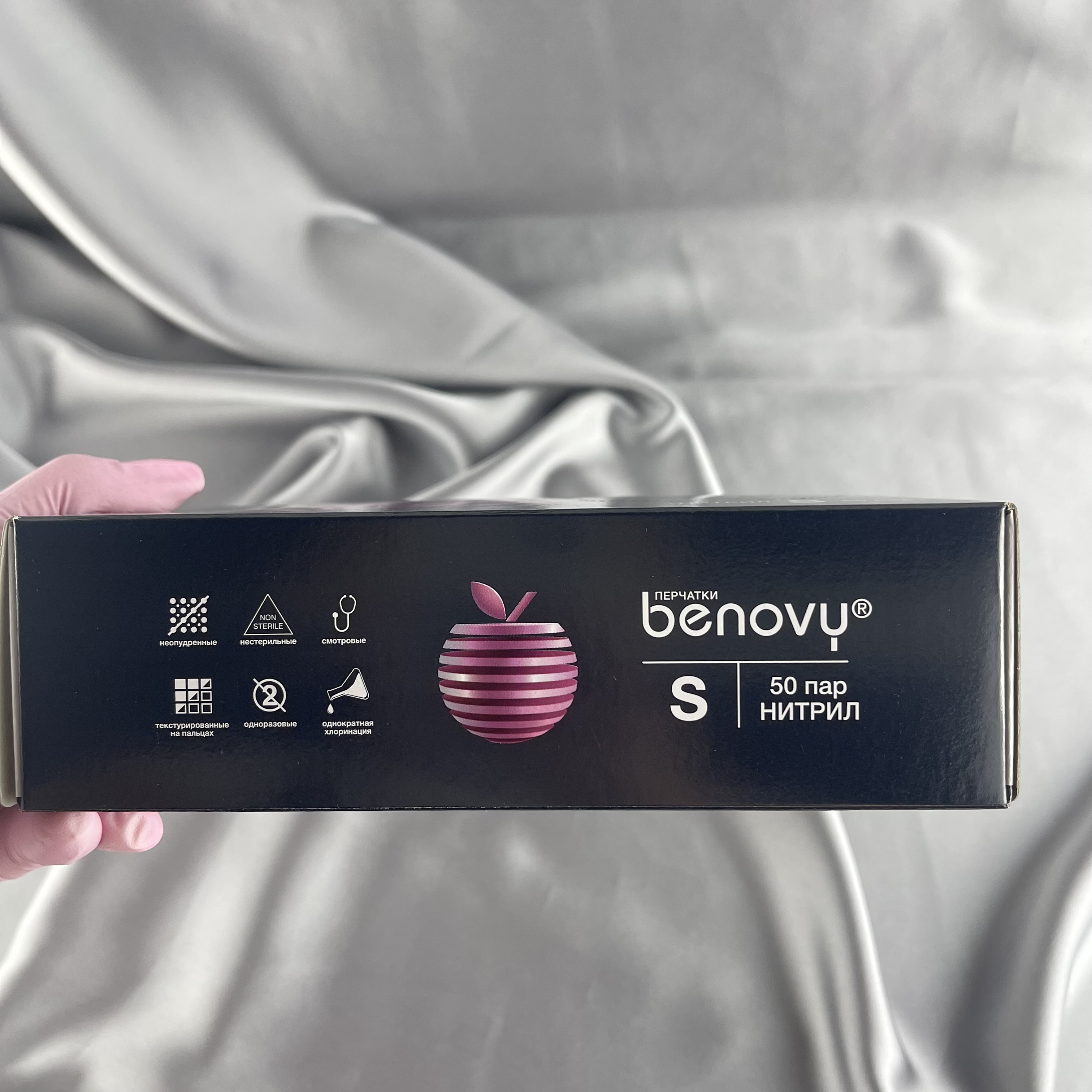 Перчатки BENOVY Оригинал нитриловые Розовые S 