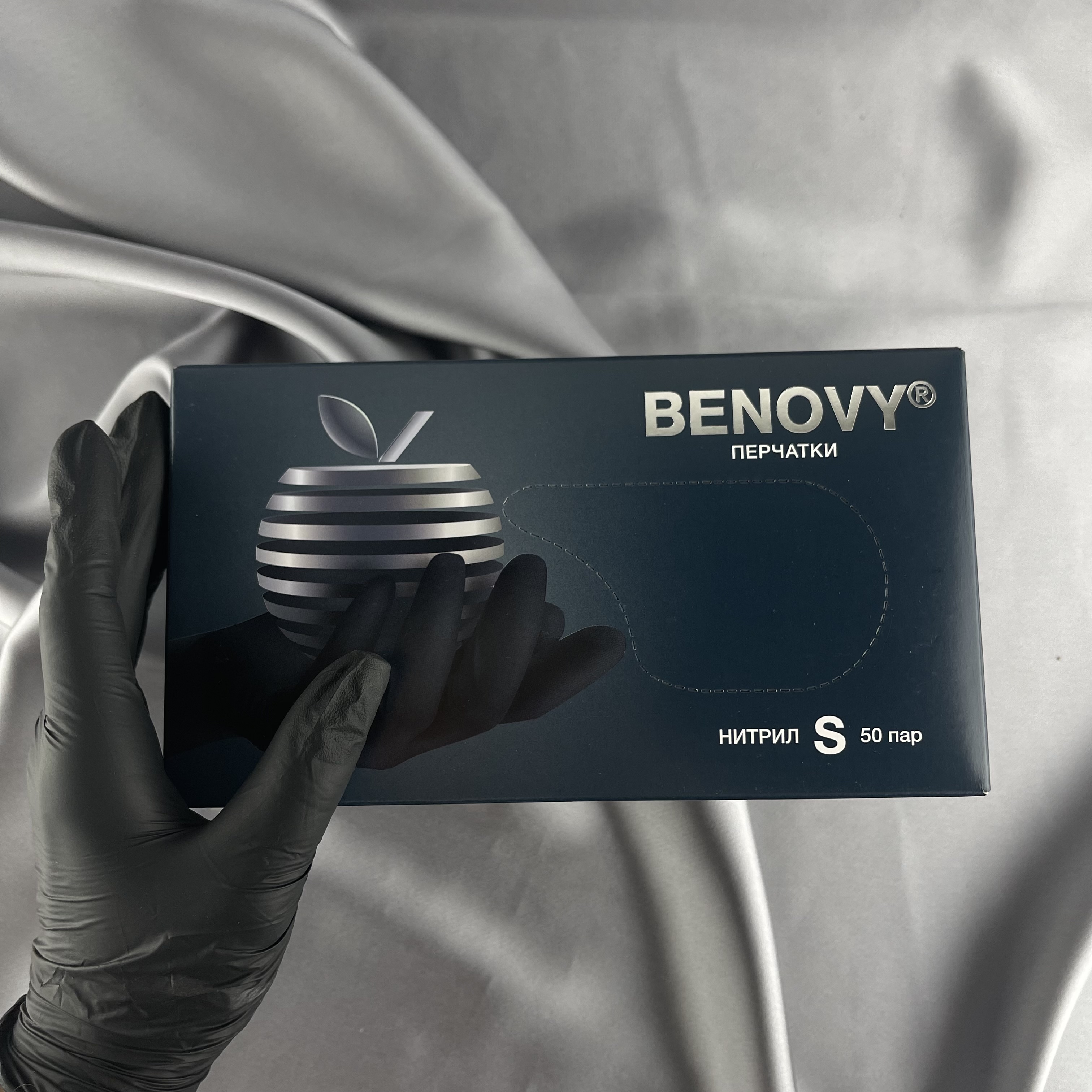 Перчатки BENOVY Оригинал нитриловые Черные S 