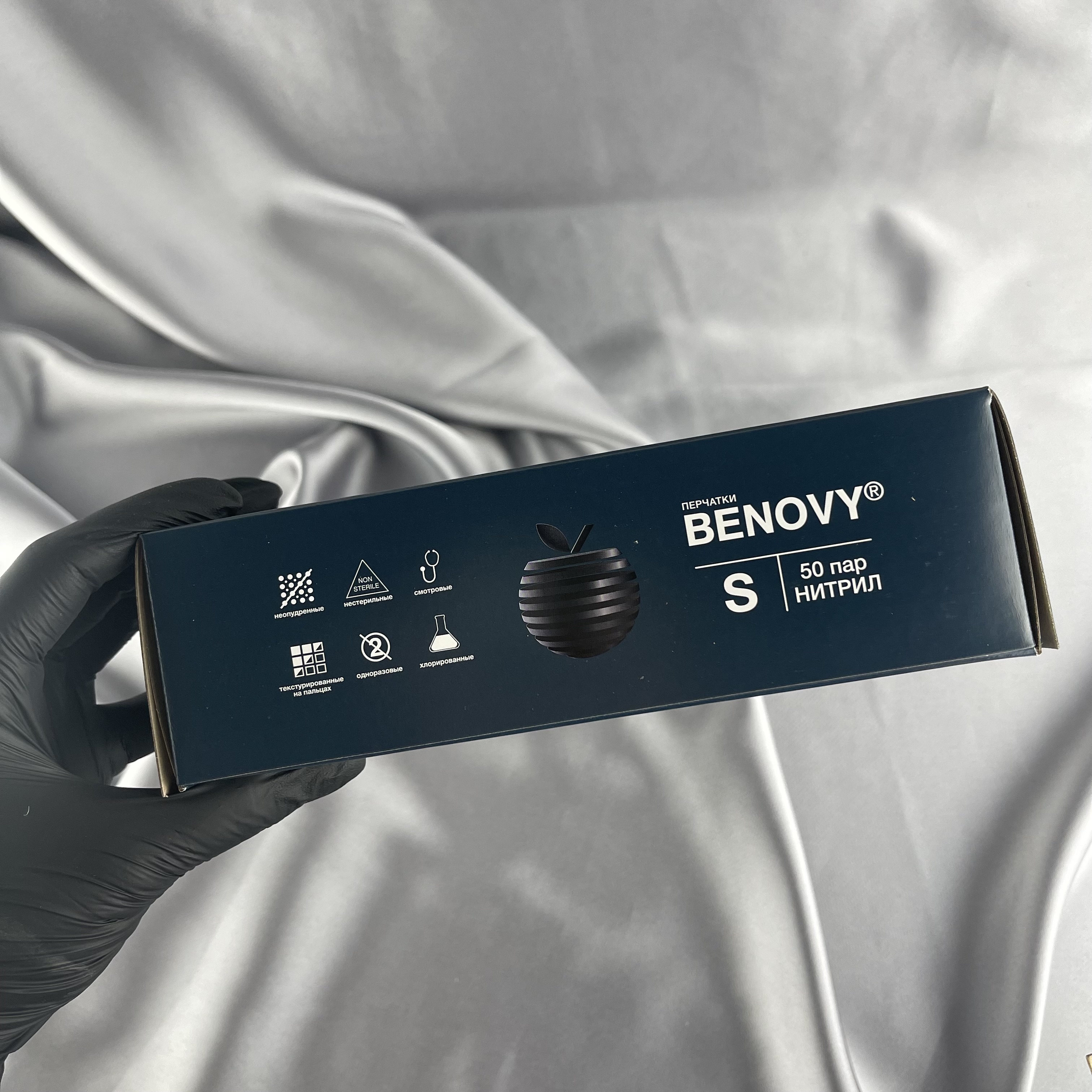 Перчатки BENOVY Оригинал нитриловые Черные S 