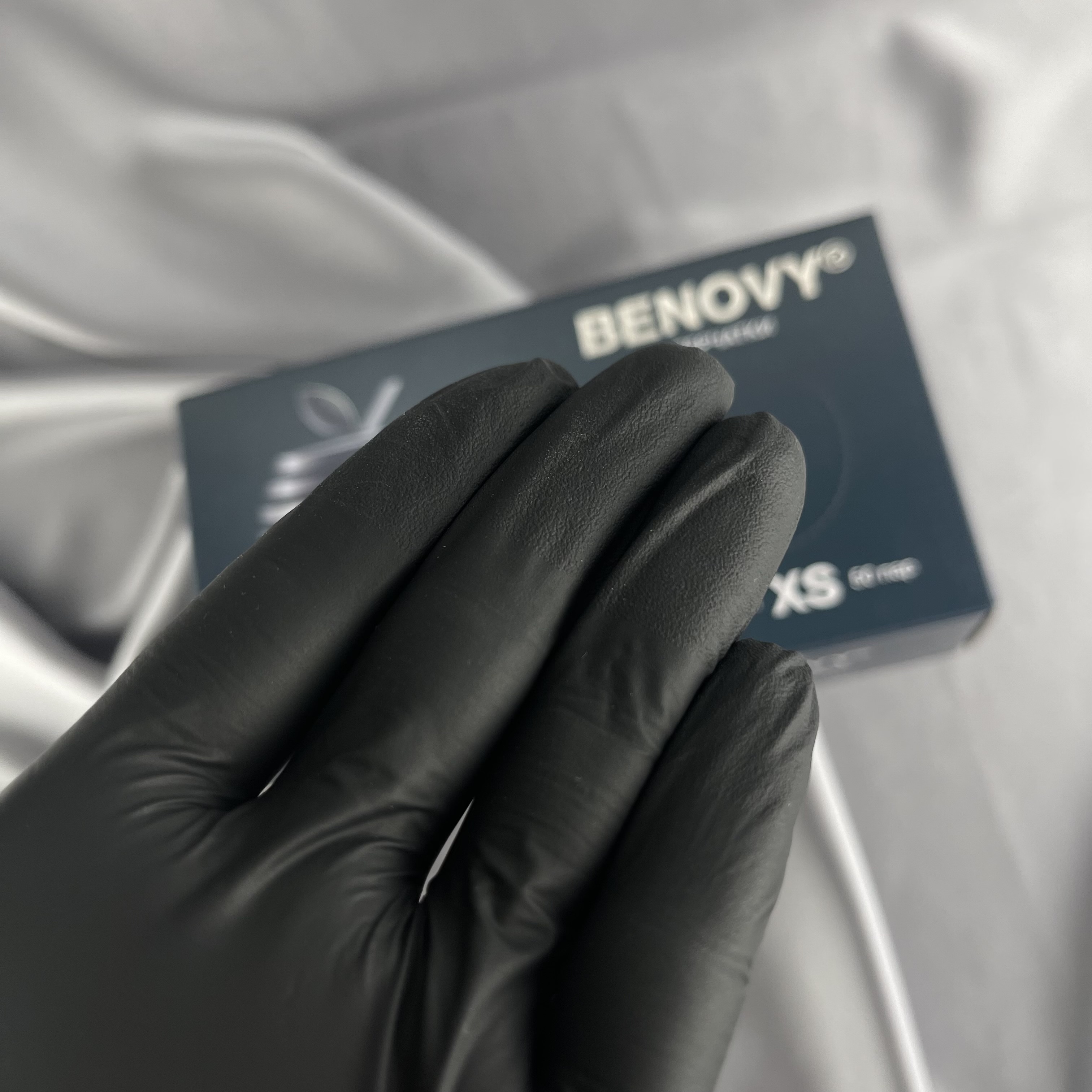 Перчатки BENOVY Оригинал нитриловые Черные XS 