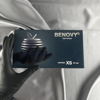 Перчатки BENOVY Оригинал нитриловые Черные XS 