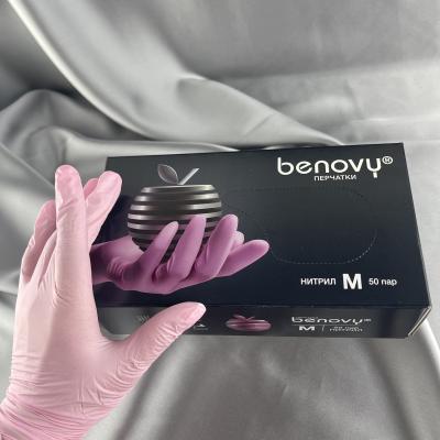Перчатки BENOVY Оригинал нитриловые Розовые M 
