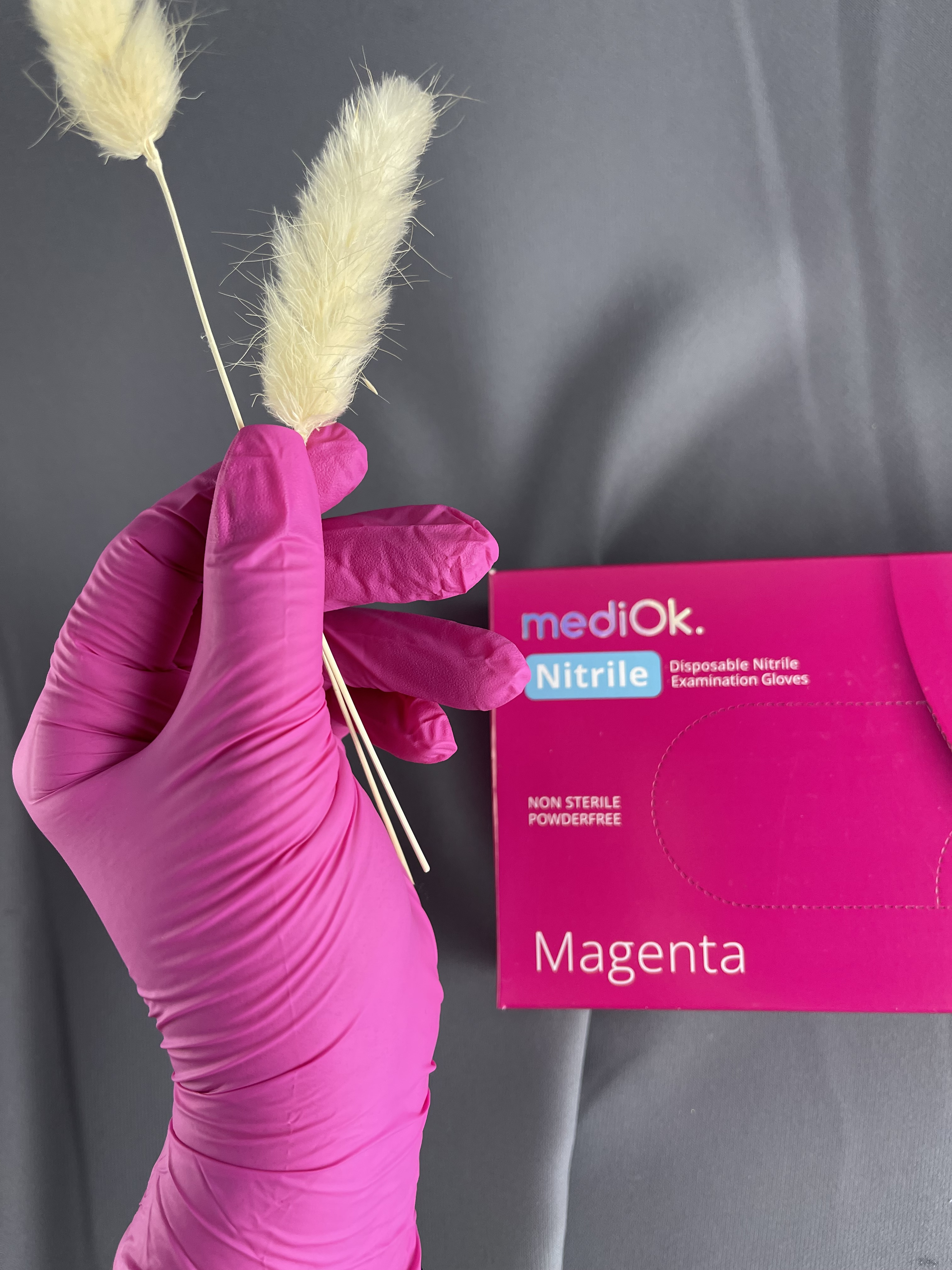Перчатки нитриловые MediOk, розовый (Magenta), размер S, 50 пар