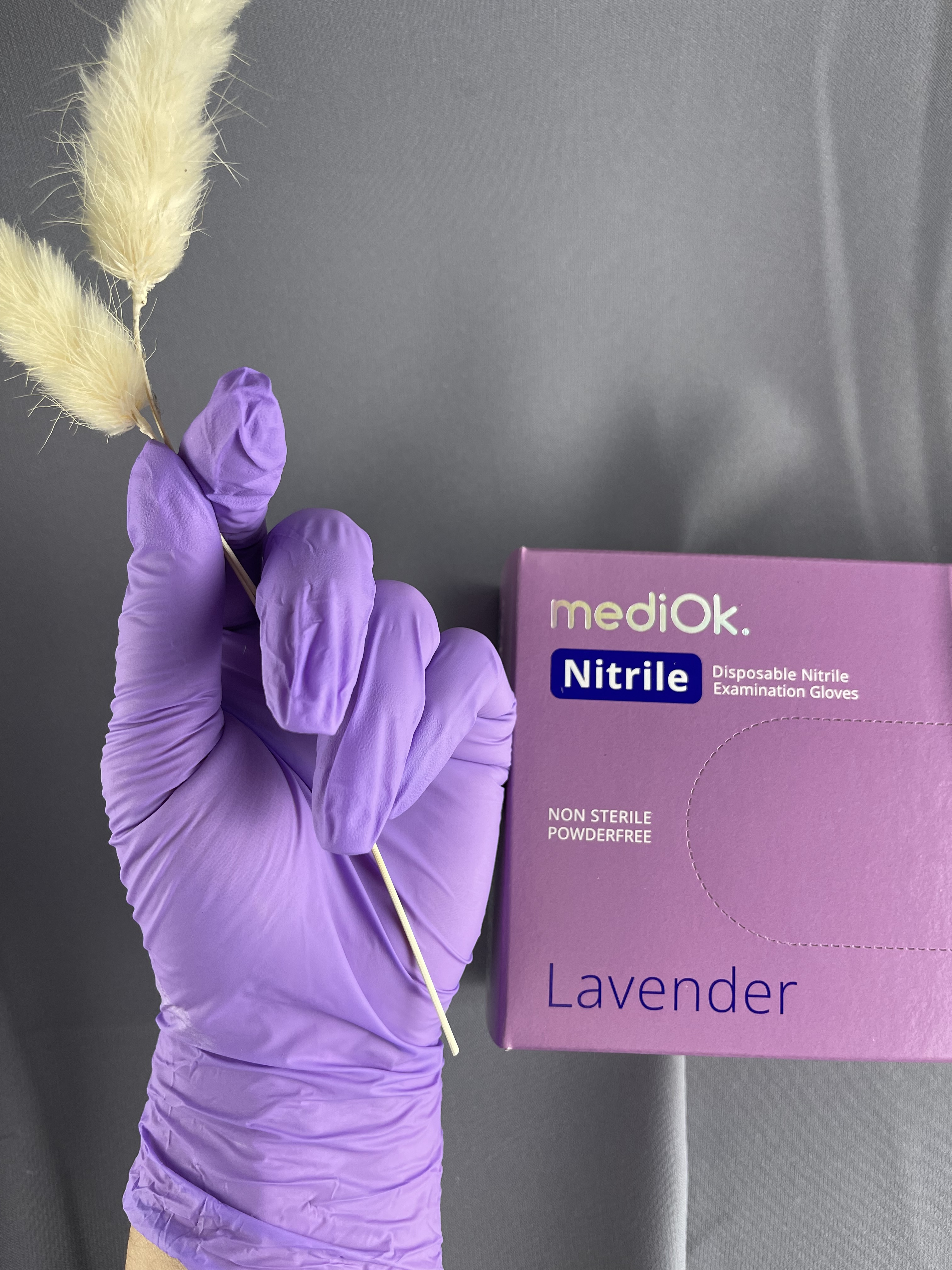 Перчатки нитриловые MediOk, пурпурный (Lavender), размер S, 50 пар