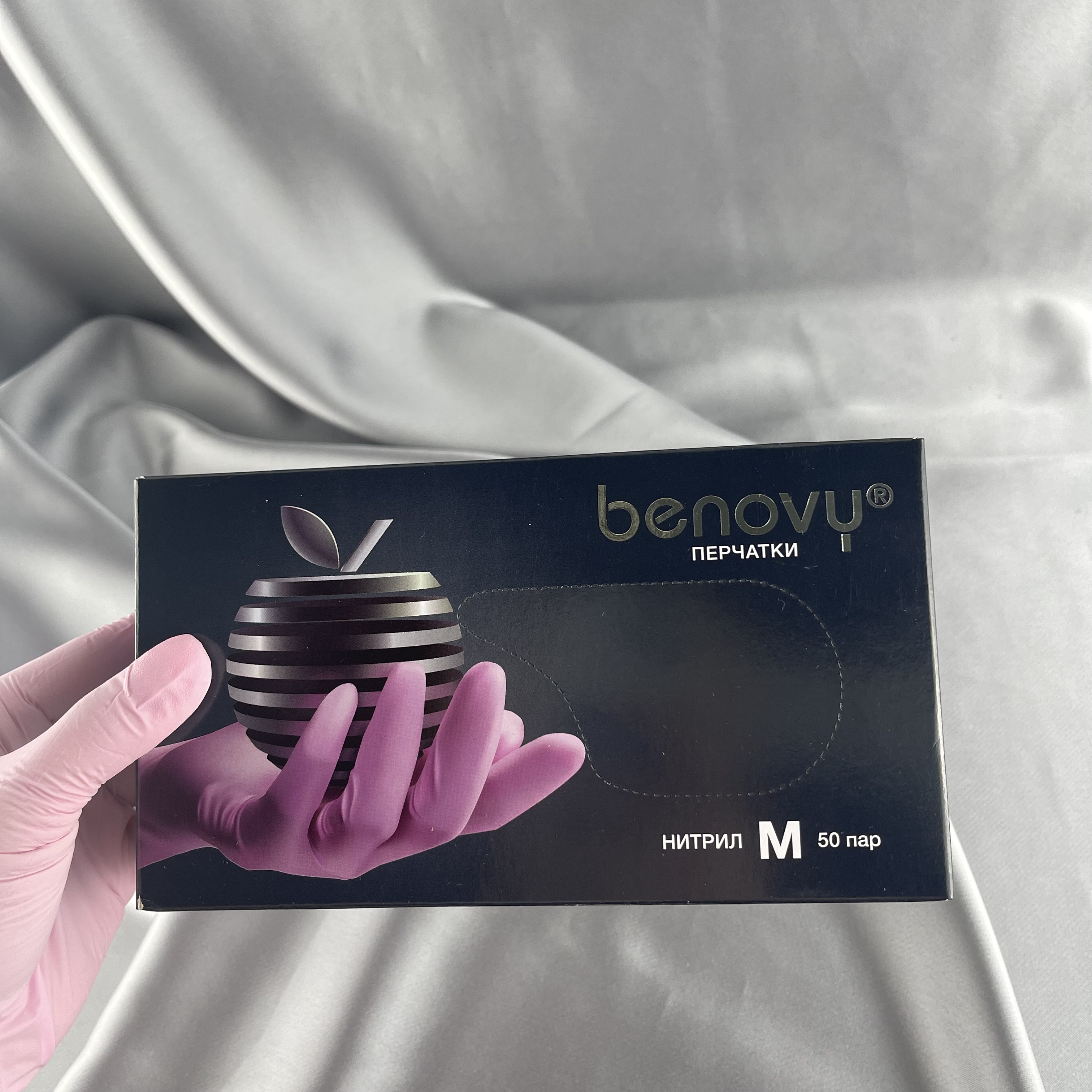Перчатки BENOVY Оригинал нитриловые Розовые M 