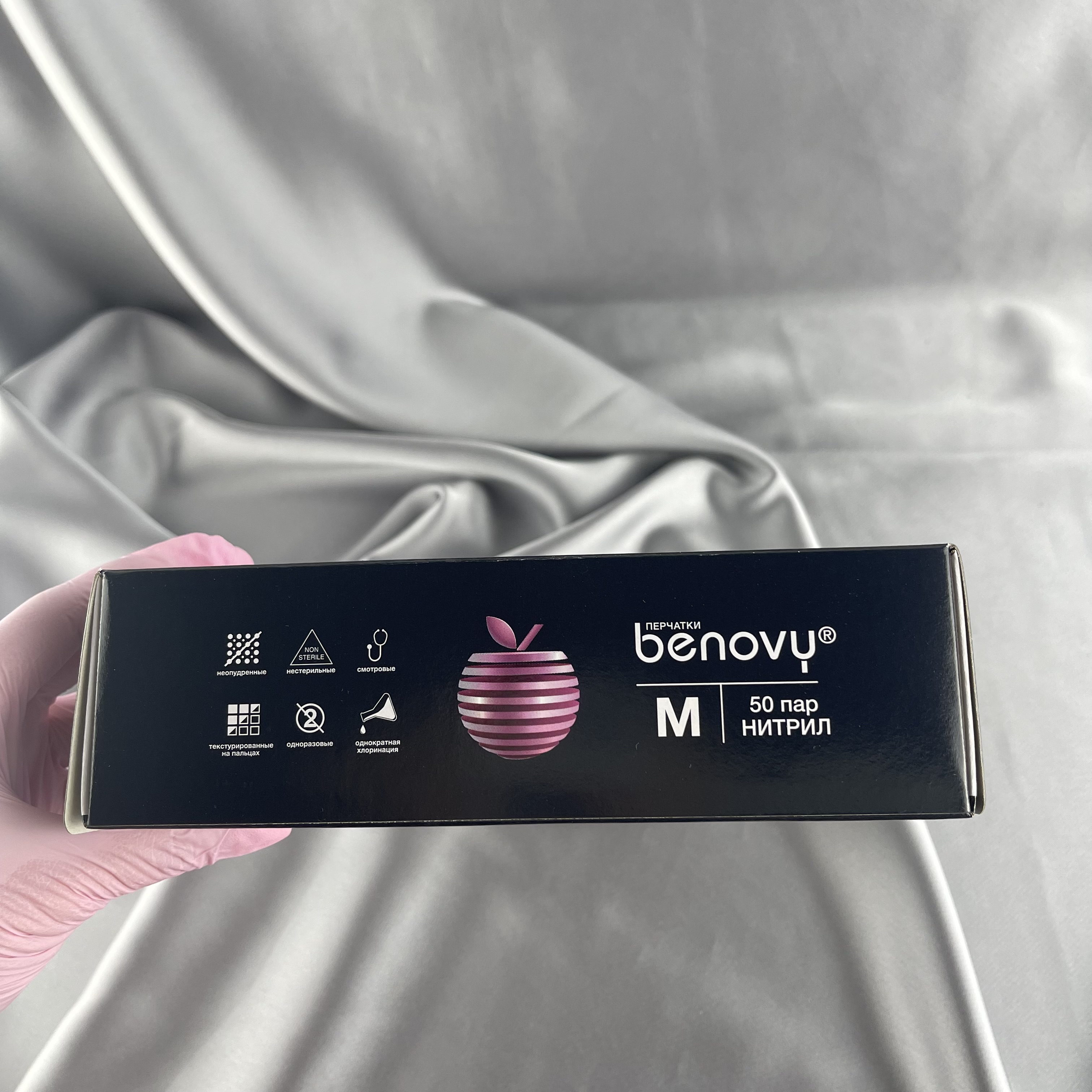 Перчатки BENOVY Оригинал нитриловые Розовые M 